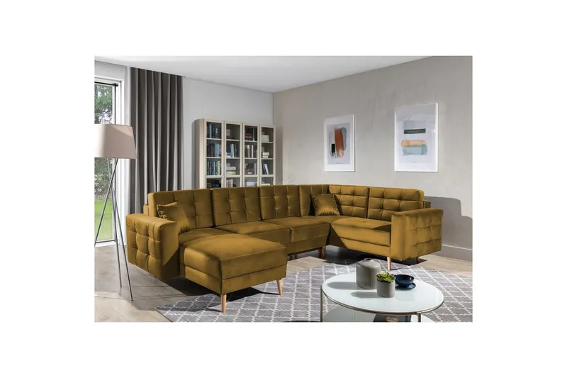 Sektionssoffa Eltap Asgard U 326x202x93 cm - Monolith 48, Gul — Monolith 48, Gul