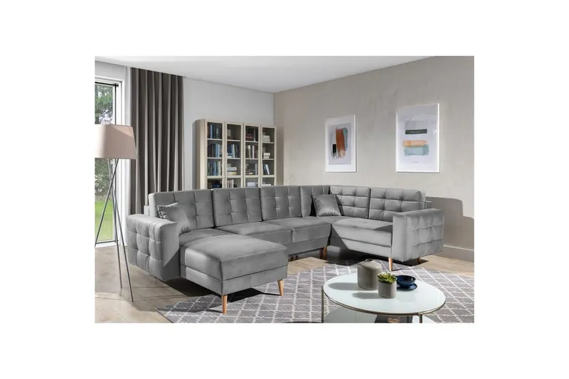 Sektionssoffa Eltap Asgard U 326x202x93 cm - Monolith 84, Ljusgrå — Monolith 84, Ljusgrå