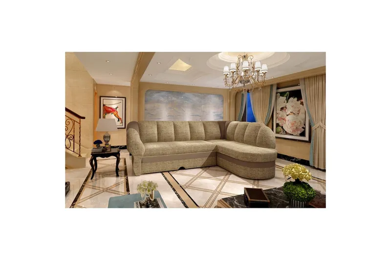 Sektionssoffa Eltap Benano 250x85x180 cm - Berlin 03, Mjuk 15, Beige, Brun, Höger — Berlin 03, Mjuk 15, Beige, Brun, Höger
