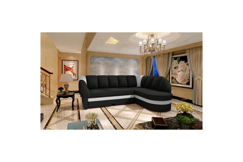 Sektionssoffa Eltap Benano 250x85x180 cm - Sawana 14, Soft 17, Svart, Vit, Höger — Sawana 14, Soft 17, Svart, Vit, Höger