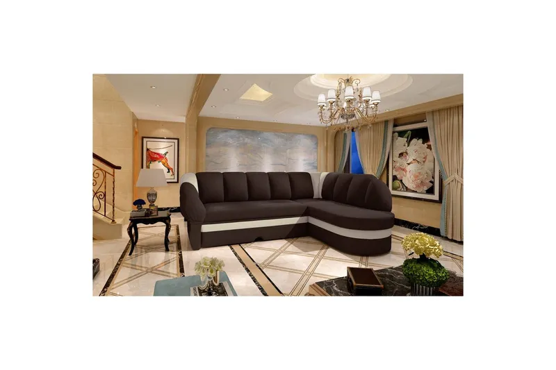 Sektionssoffa Eltap Benano 250x85x180 cm - Sawana 16, Soft 33, Brun, Beige, Höger — Sawana 16, Soft 33, Brun, Beige, Höger