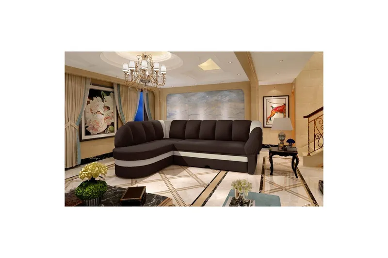 Sektionssoffa Eltap Benano 250x85x180 cm - Sawana 16, Soft 33, Brun, Beige, Vänster — Sawana 16, Soft 33, Brun, Beige, Vänster