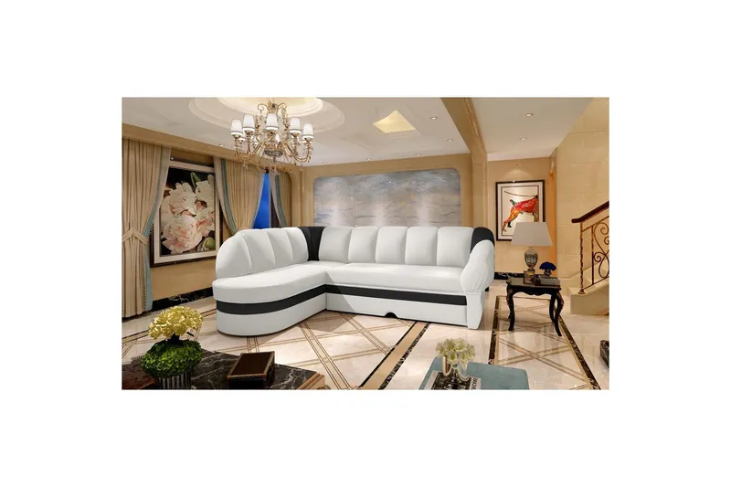 Sektionssoffa Eltap Benano 250x85x180 cm - Soft 17, Soft 11, Svart, Vit, Vänster — Soft 17, Soft 11, Svart, Vit, Vänster