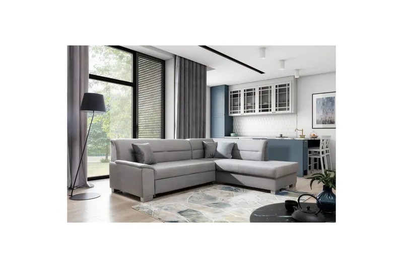 Sektionssoffa Eltap Bergen 247x214x83 cm - Monolith 84, Monolith 85, Ljusgrå, Grå, Höger — Monolith 84, Monolith 85, Ljusgrå, Grå, Höger