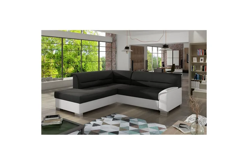 Sektionssoffa Eltap Bergen 247x214x83 cm - Sawana 14, Soft 17, Svart, Vit, Vänster — Sawana 14, Soft 17, Svart, Vit, Vänster