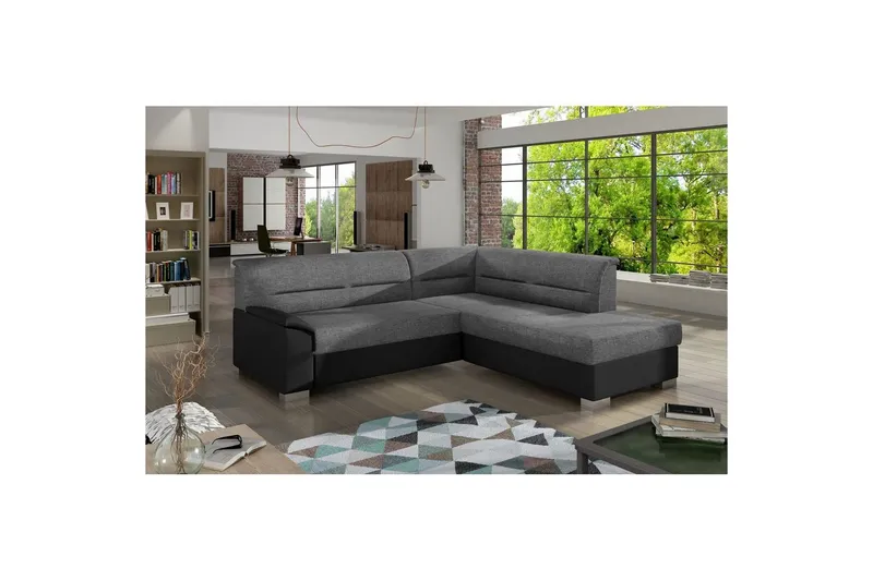 Sektionssoffa Eltap Bergen 247x214x83 cm - Sawana 21, Soft 11, Grå, Svart, Höger — Sawana 21, Soft 11, Grå, Svart, Höger