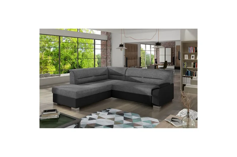 Sektionssoffa Eltap Bergen 247x214x83 cm - Sawana 21, Soft 11, Grå, Svart, Vänster — Sawana 21, Soft 11, Grå, Svart, Vänster