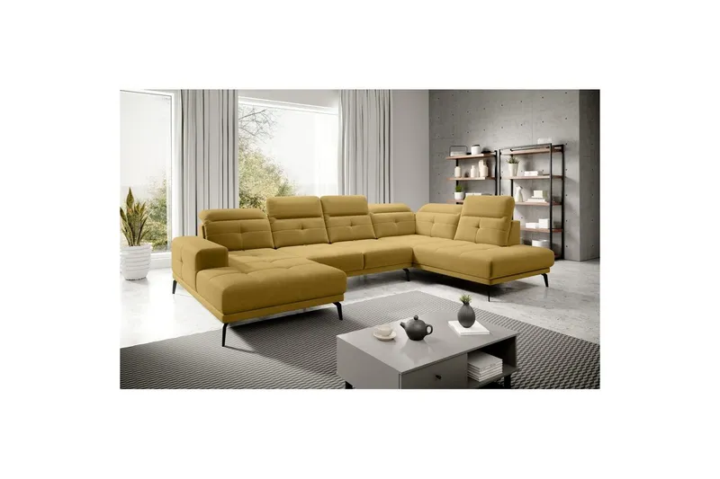 Sektionssoffa Eltap Bretan 350x205x107 cm - Savoi 45, Gul, Höger — Savoi 45, Gul, Höger