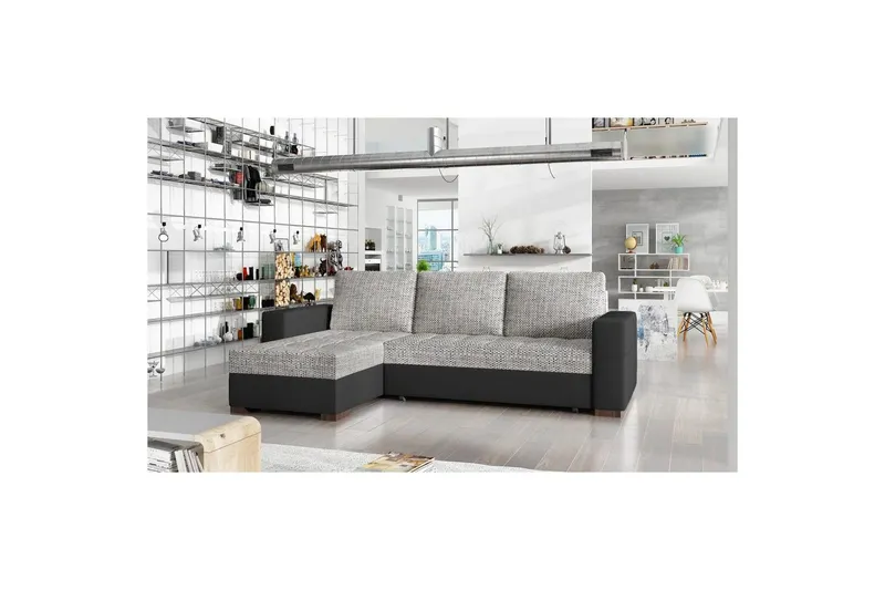 Sektionssoffa Eltap Newark 237x150x90 cm - Berlin 01, Soft 11, Grå, Svart — Berlin 01, Soft 11, Grå, Svart