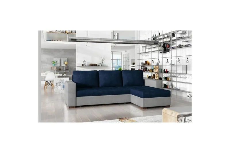 Sektionssoffa Eltap Newark 237x150x90 cm - Kronos 09, Paros 05, Mörkblå, Ljusgrå — Kronos 09, Paros 05, Mörkblå, Ljusgrå