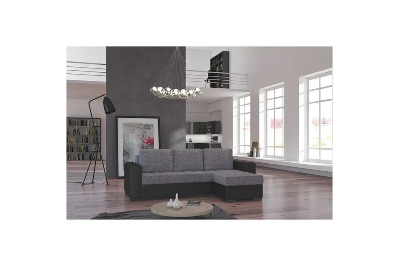 Sektionssoffa Eltap Newark 237x150x90 cm - Sawana 05, Soft 11, Grå, Svart — Sawana 05, Soft 11, Grå, Svart