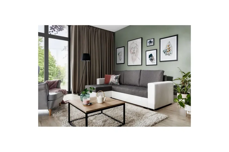 Sektionssoffa Eltap Newark 237x150x90 cm - Sawana 05, Soft 17, Grå, Vit — Sawana 05, Soft 17, Grå, Vit