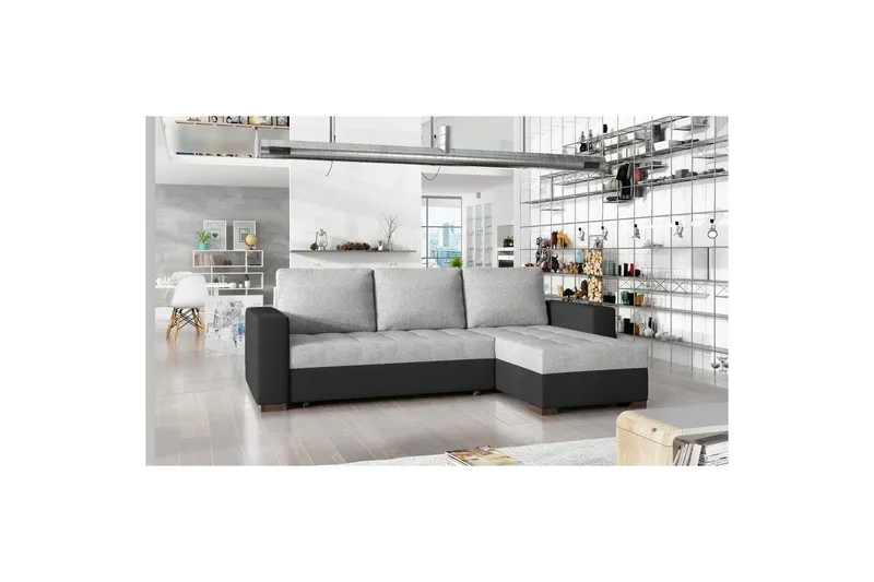 Sektionssoffa Eltap Newark 237x150x90 cm - Sawana 21, Soft 11, Grå, Svart — Sawana 21, Soft 11, Grå, Svart