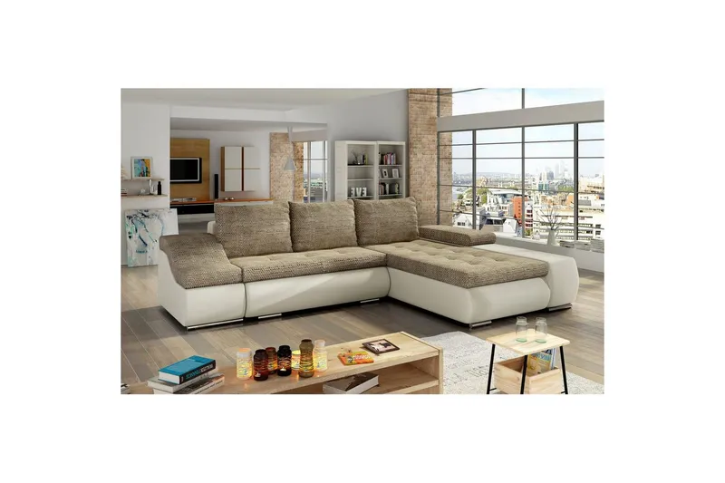 Sektionssoffa Eltap Ontario 295x200x82 cm - Berlin 03, Soft 33, Beige, Höger — Berlin 03, Soft 33, Beige, Höger