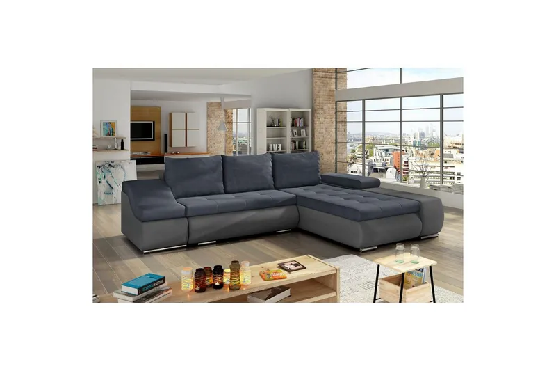 Sektionssoffa Eltap Ontario 295x200x82 cm - Soro 76, Soro 93, Blå, Grå, Höger — Soro 76, Soro 93, Blå, Grå, Höger