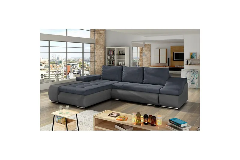 Sektionssoffa Eltap Ontario 295x200x82 cm - Soro 76, Soro 93, Blå, Grå, Vänster — Soro 76, Soro 93, Blå, Grå, Vänster