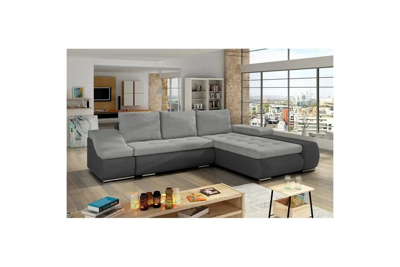 Sektionssoffa Eltap Ontario 295x200x82 cm - Soro 83, Soft 29, Vit, Grå, Höger — Soro 83, Soft 29, Vit, Grå, Höger