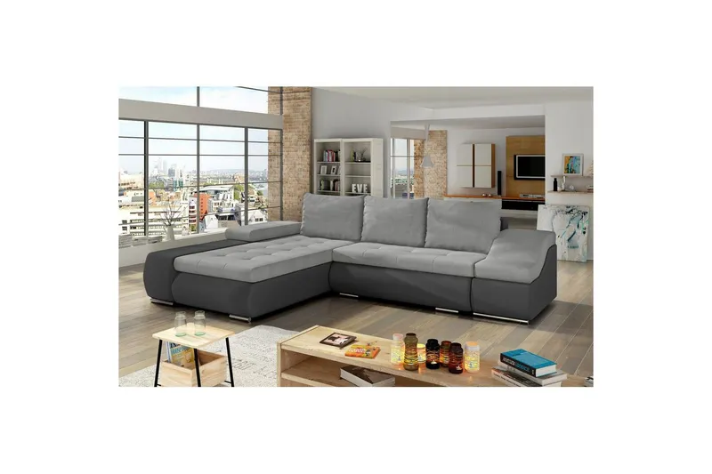 Sektionssoffa Eltap Ontario 295x200x82 cm - Soro 83, Soft 29, Vit, Grå, Vänster — Soro 83, Soft 29, Vit, Grå, Vänster
