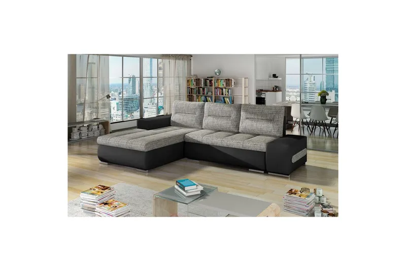 Sektionssoffa Eltap Ottavio 275x180x85 cm - Berlin 01, Soft 11, Grå, Svart, Vänster — Berlin 01, Soft 11, Grå, Svart, Vänster