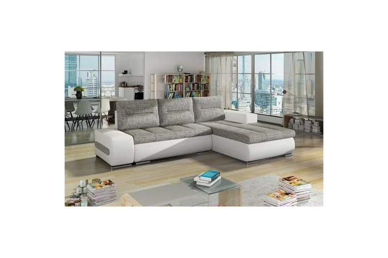Sektionssoffa Eltap Ottavio 275x180x85 cm - Berlin 01, Soft 17, Grå, Vit, Höger — Berlin 01, Soft 17, Grå, Vit, Höger