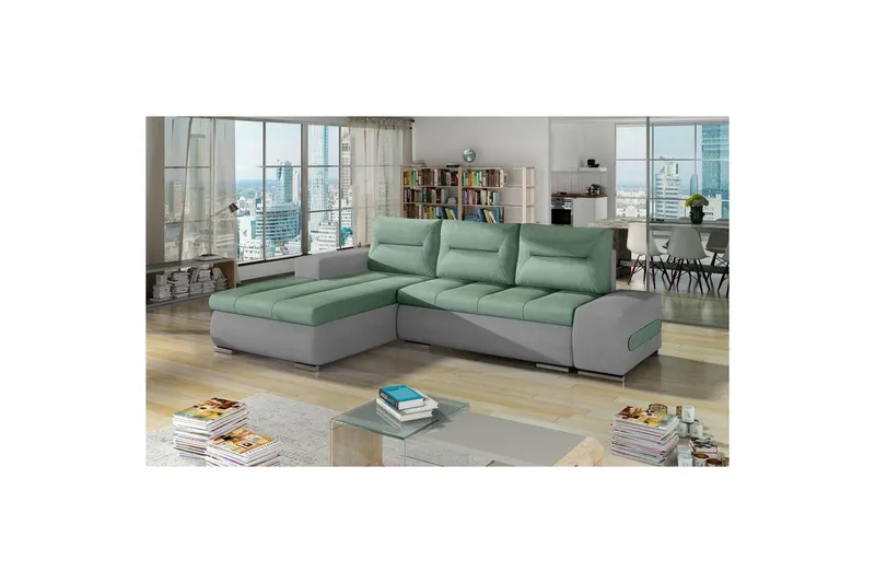 Sektionssoffa Eltap Ottavio 275x180x85 cm - Soro 34, Soro 83, Grön, Vit, Vänster — Soro 34, Soro 83, Grön, Vit, Vänster