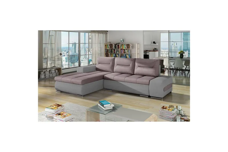 Sektionssoffa Eltap Ottavio 275x180x85 cm - Soro 61, Soro 83, Rosa, Vit, Vänster — Soro 61, Soro 83, Rosa, Vit, Vänster