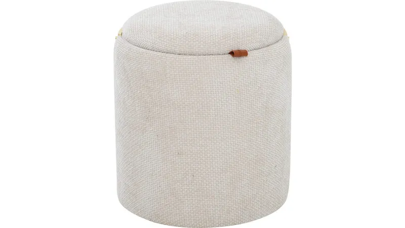 Serano Puff med trähandtag 40 cm Rund - Beige — Beige