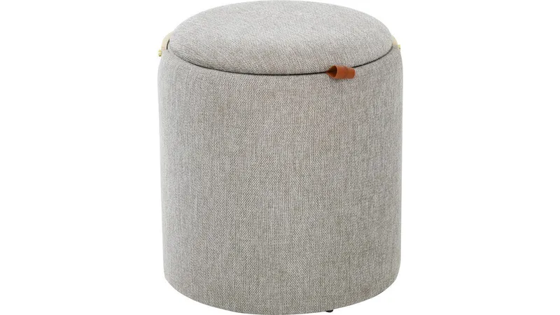 Serano Puff med trähandtag 40 cm Rund - Grå — Grå