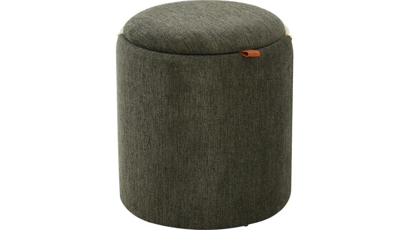 Serano Puff med trähandtag 40 cm Rund - Grön — Grön