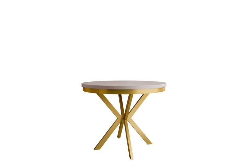 Sereth Matbord 90 cm Rund - Beige/Guld — Beige/Guld
