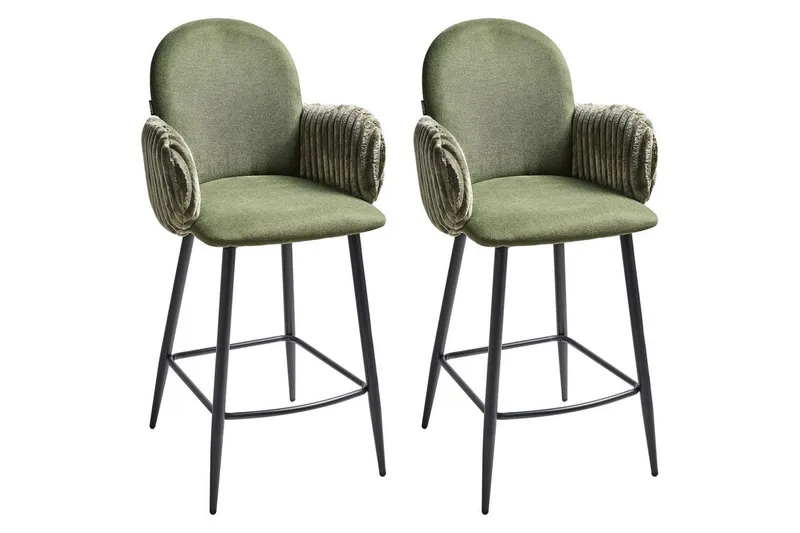 Set med 2 barstolar Amity - Grön, Svart — Grön, Svart