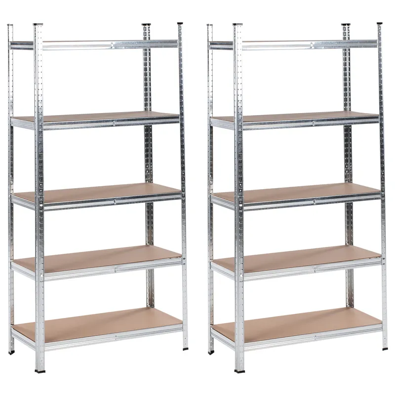 Set med 2 Garagehyllor Xitta 75 cm - Silver/Brun — Silver/Brun