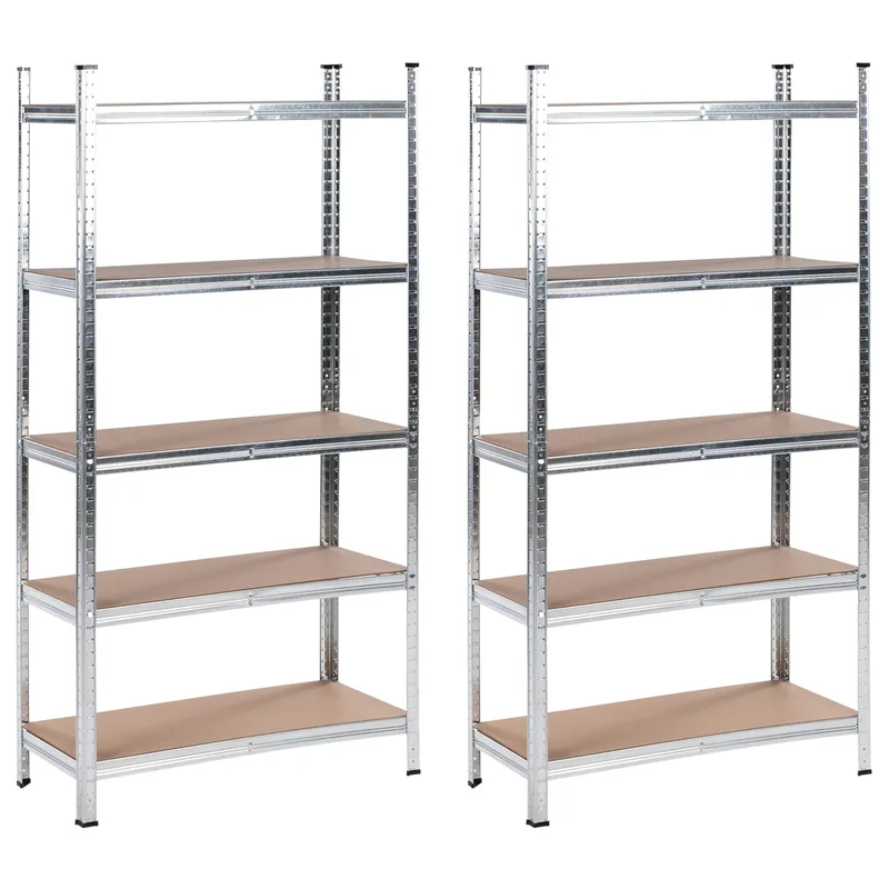 Set med 2 Garagehyllor Xitta 90 cm - Silver/Brun — Silver/Brun