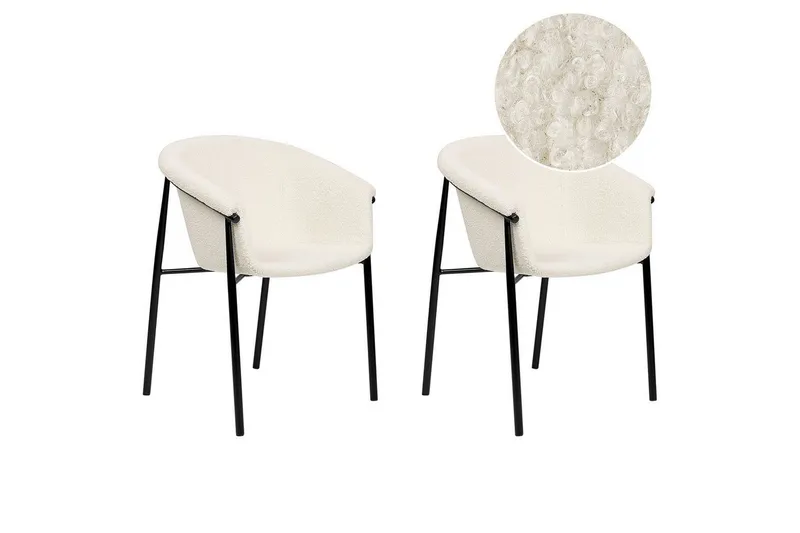 Set med 2 matstolar Ames - Vit, Svart — Vit, Svart