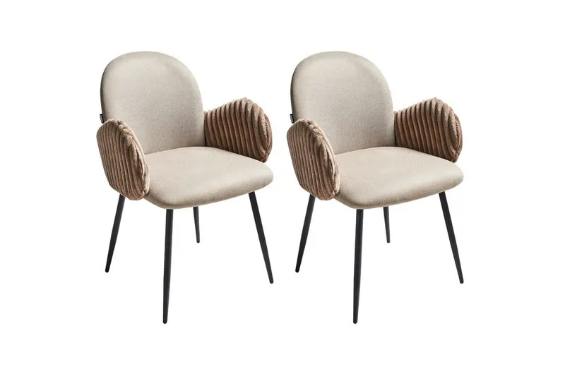Set med 2 matstolar Amity - Beige, svart, brun — Beige, svart, brun