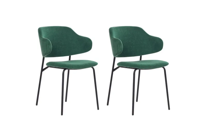 Set med 2 matstolar Kenai - Grön, Svart — Grön, Svart