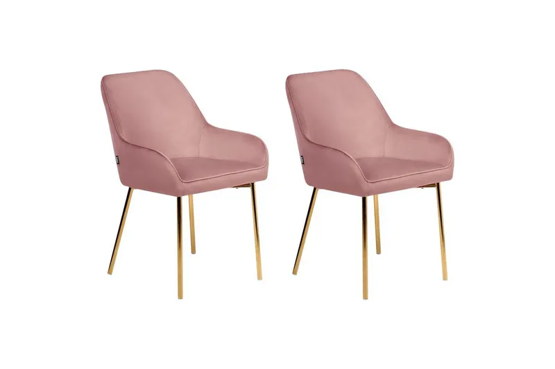 Set med 2 matstolar Loverna - Rosa, guld/Sammet — Rosa, guld/Sammet
