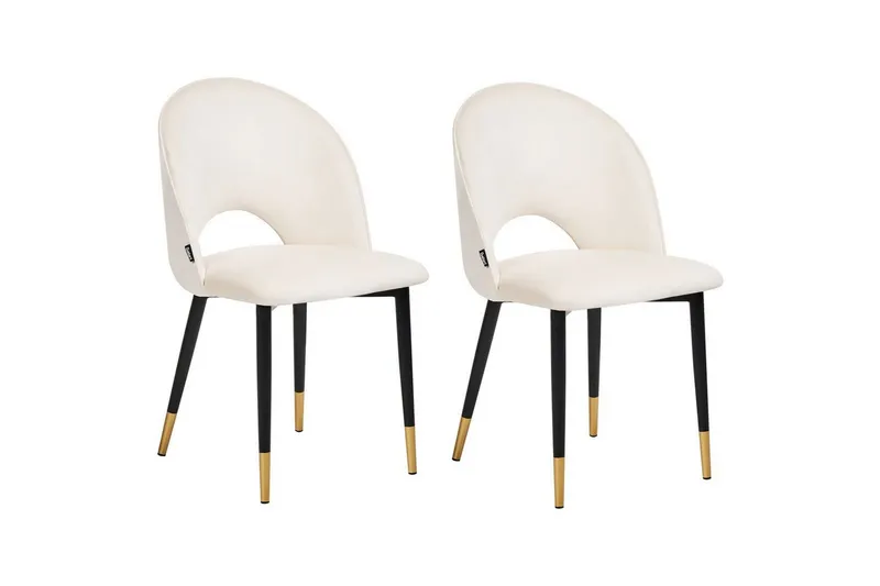 Set med 2 matstolar Magalia - Beige, svart, guld — Beige, svart, guld