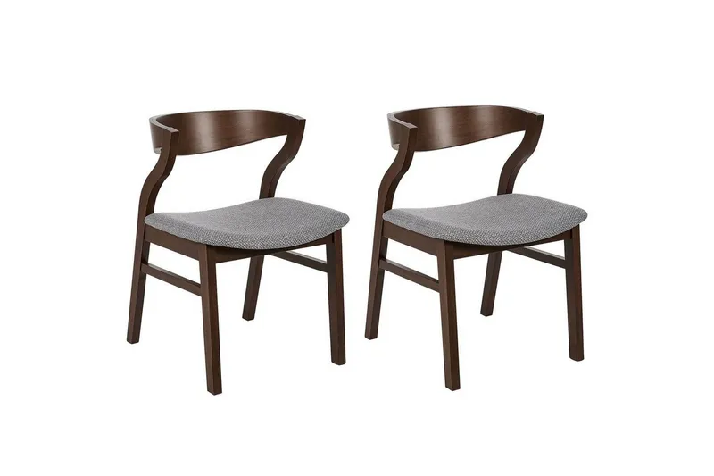 Set med 2 matstolar Maroa - Grå, mörkt trä — Grå, mörkt trä