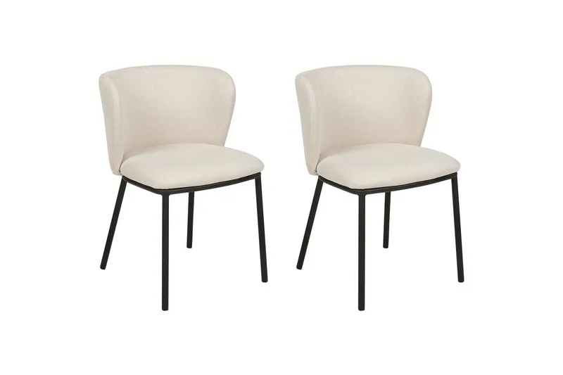 Set med 2 matstolar Mina - Beige, svart/Polyester — Beige, svart/Polyester