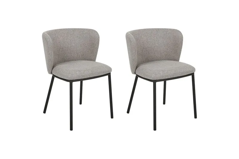 Set med 2 matstolar Mina - Grå, svart/Polyester — Grå, svart/Polyester