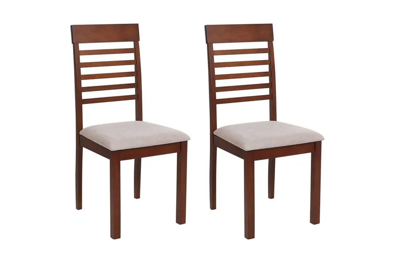 Set med 2 matstolar Ortley - Mörk trä, beige — Mörk trä, beige