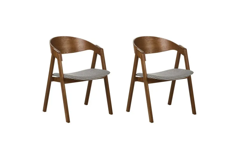 Set med 2 matstolar Yuba - Mörk trä, svart, vit — Mörk trä, svart, vit