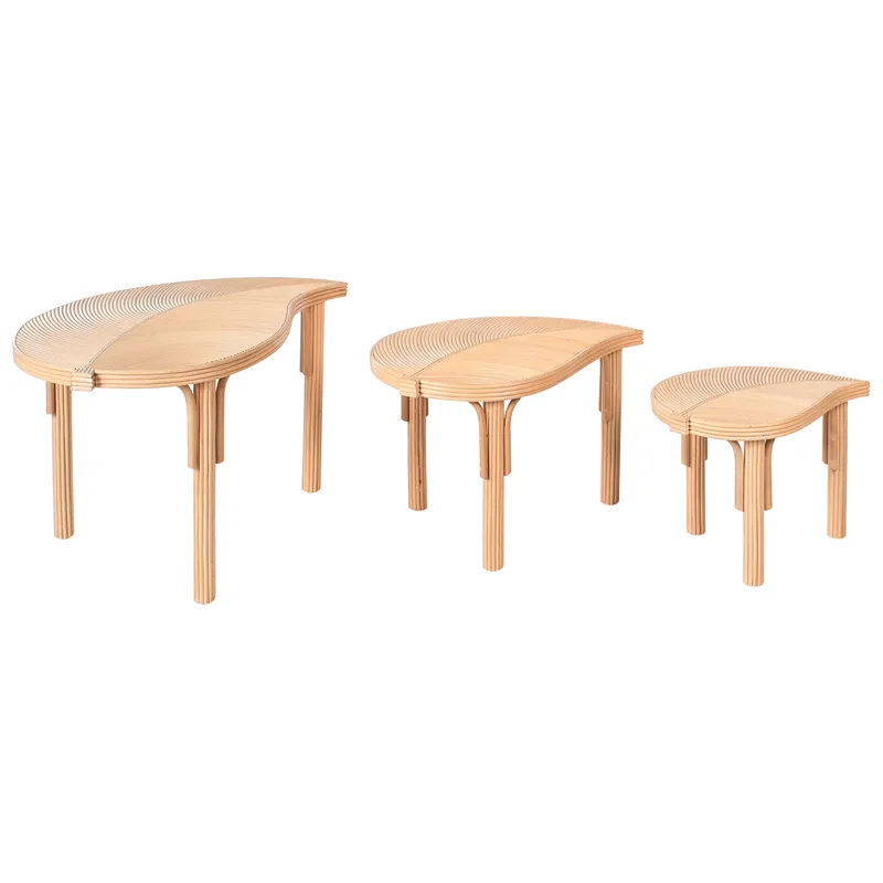 Set med 3 Soffbord utomhus Paralia Rotting - Naturlig/Beige — Naturlig/Beige