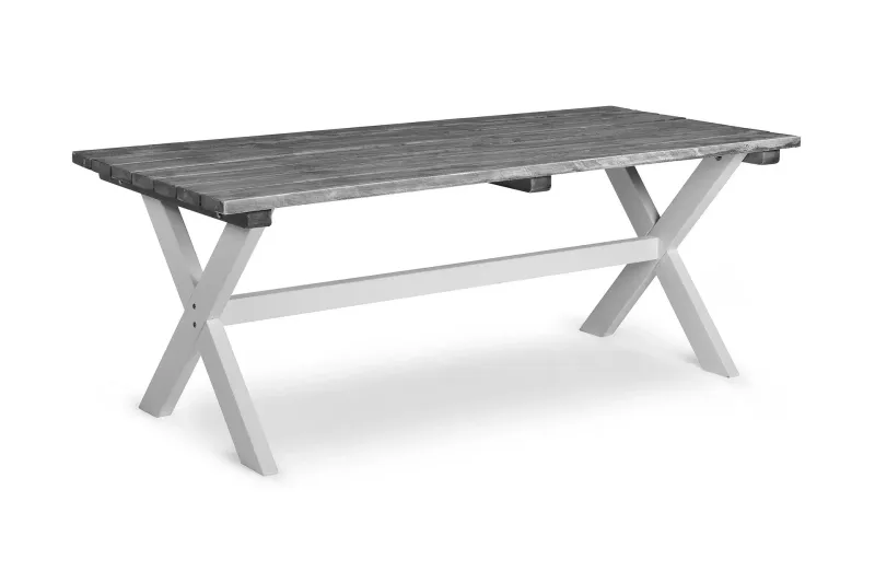 Shabby Chic Matbord Utomhus 195x86 cm Grå/Vit - Hillerstorp — Hillerstorp