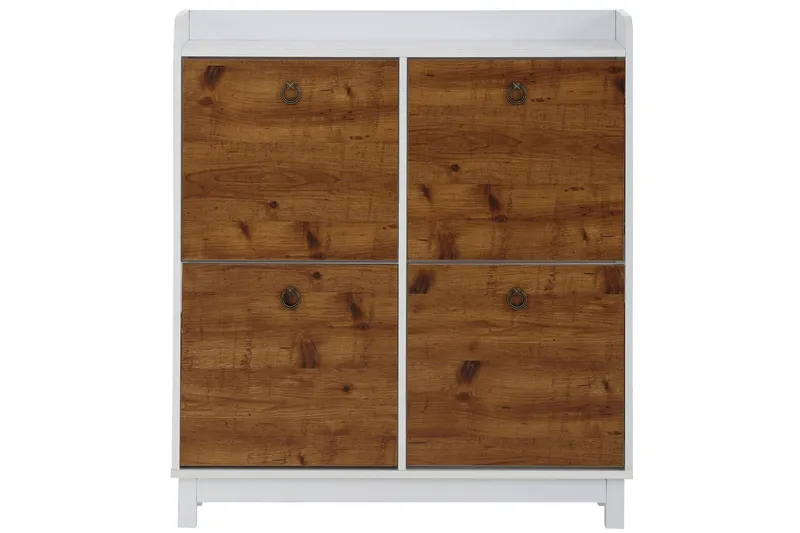 Shellake Skoskåp 92x25 cm - Vit/Natur — Vit/Natur