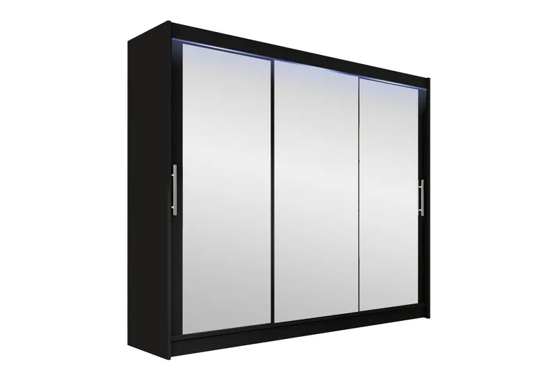 Sia Garderob med Spegel 250x215 cm - Svart (Art.nr 3067539) — Svart