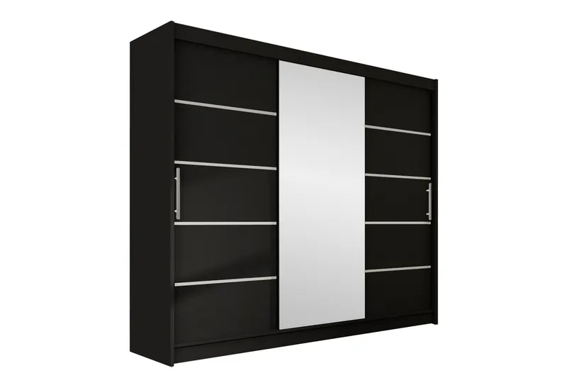 Sia Garderob med Spegel 250x215 cm - Svart (Art.nr 3067619) — Svart