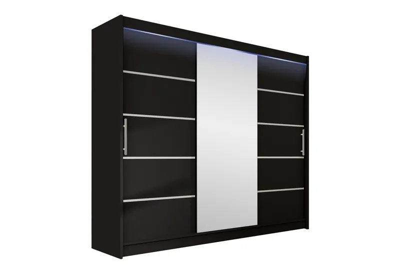 Sia Garderob med Spegel 250x215 cm - Svart (Art.nr 3067507) — Svart