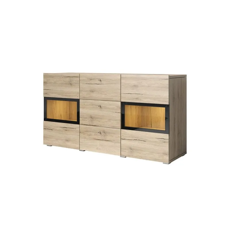 Sideboard Baros 2 Dörrar med 3 Lådor - San Remo Ek Ljust Laminat — San Remo Ek Ljust Laminat